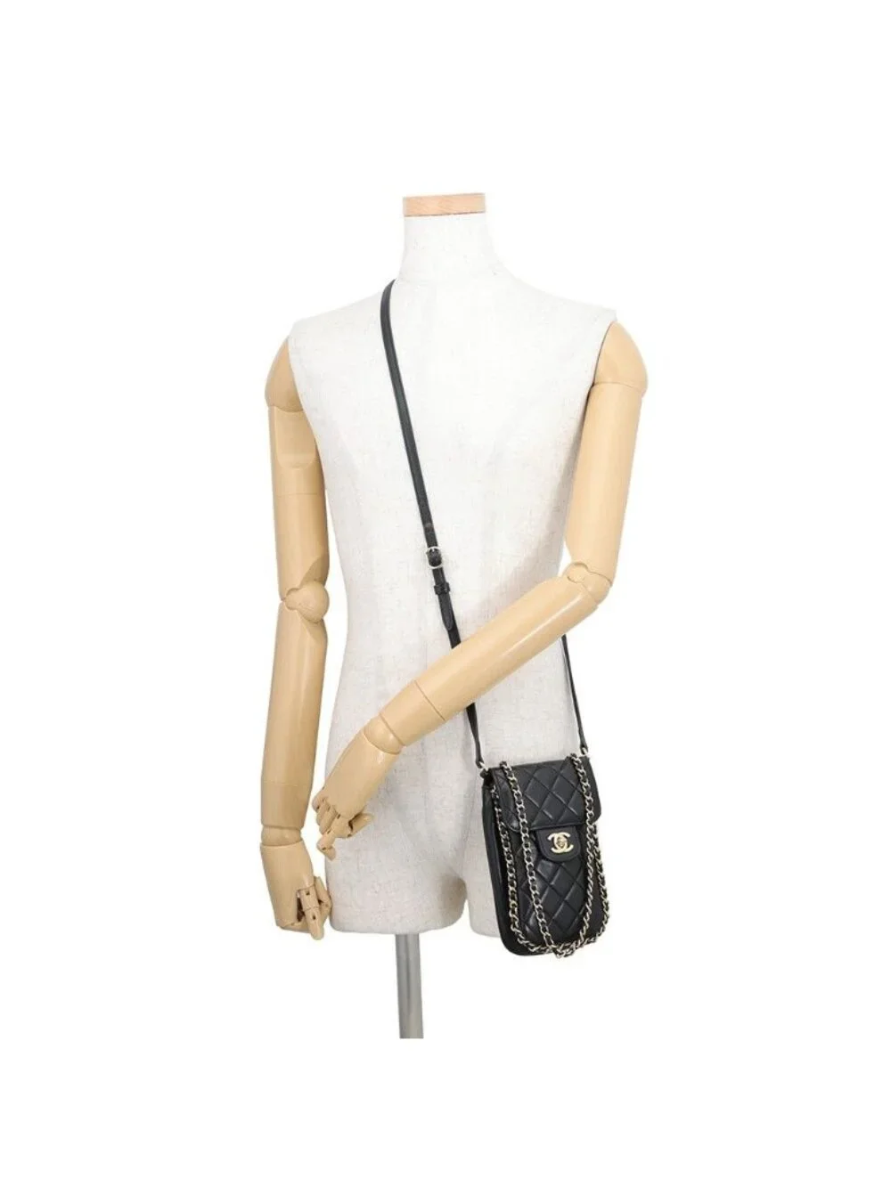 Chanel Chain Phone Case Quilted CC Logo Lambskin Bag Black